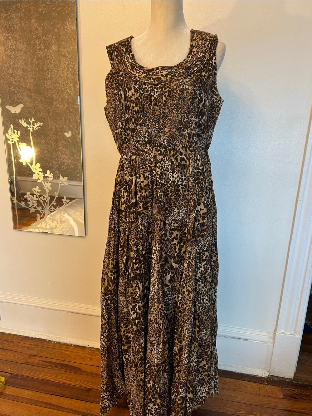 Chelsea & Theodore Brown and Tan Leopard-Print Maxi Dress